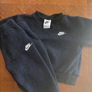 Nike Kids Navy Blue Embroidered Sweatshirt & Joggers Set